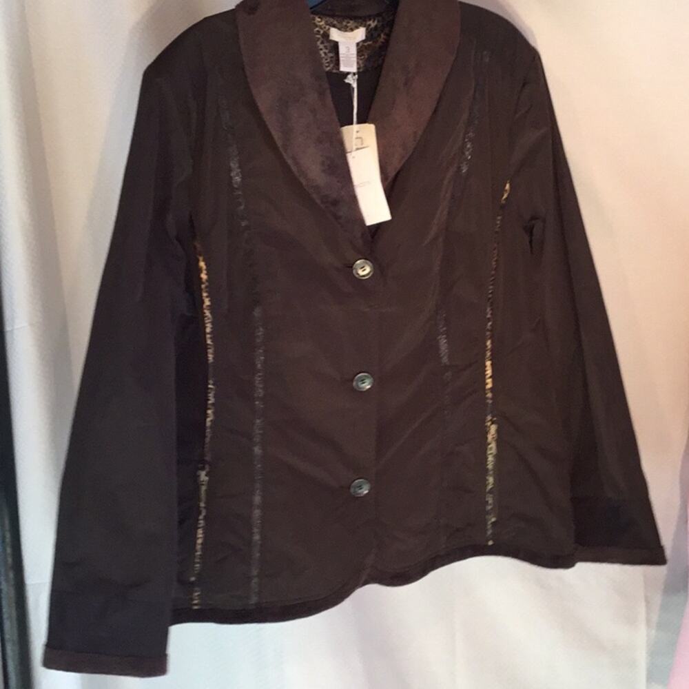 Chico’s brown traffita feel lined jacket 3 NWT